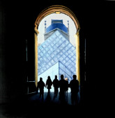 View into Louvre courtyard and through archway